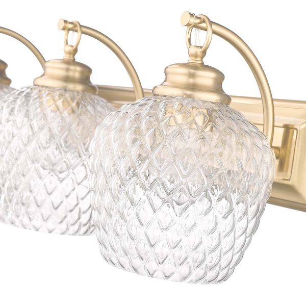 Adeline Modern Brushed Gold Three-Light Vanity Light with Clear Glass, image 5